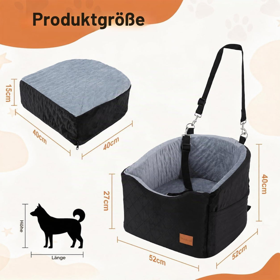 Hundekarzsitz für mittelgrosse Hunde unter 13,6 kg, bequemer Welpenkarzsitz mit 2 klipsbaren Sicherh