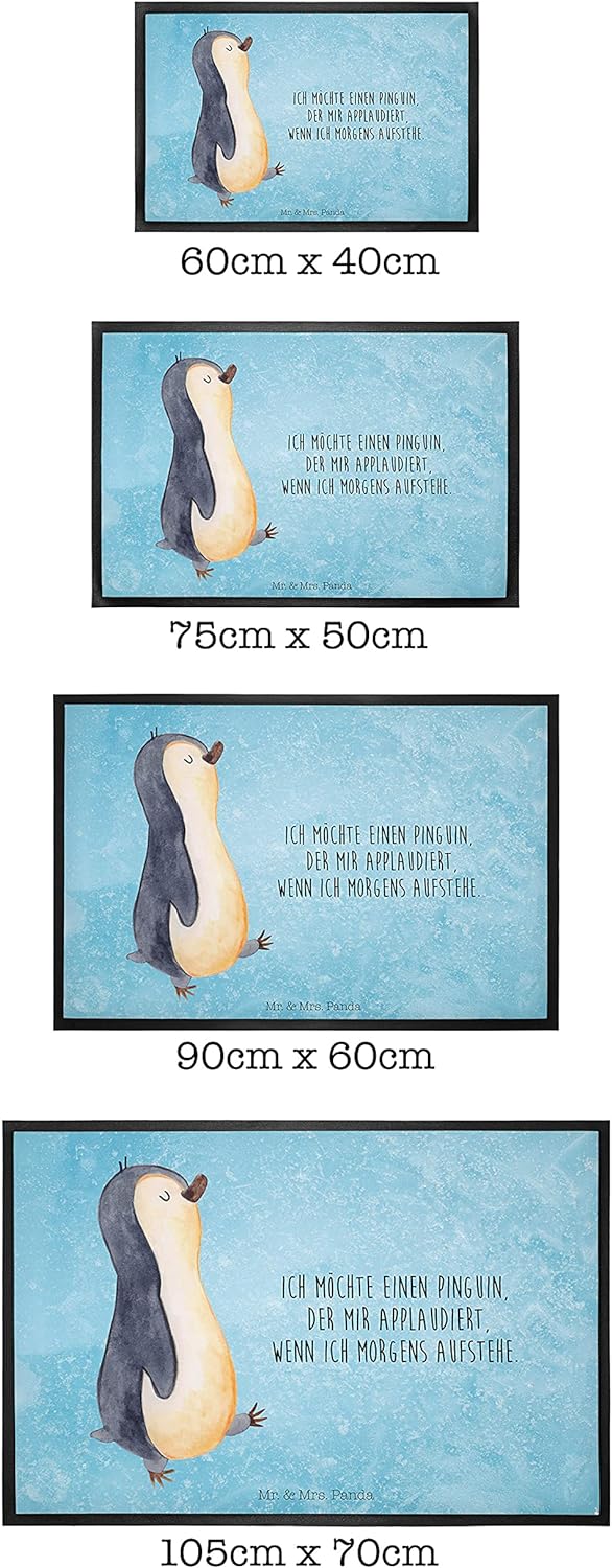Mr. &amp; Mrs. Panda 50 x 75 cm Fussmatte Pinguin marschierend - Geschenk, Schwester, Motivfussmatte, Fr
