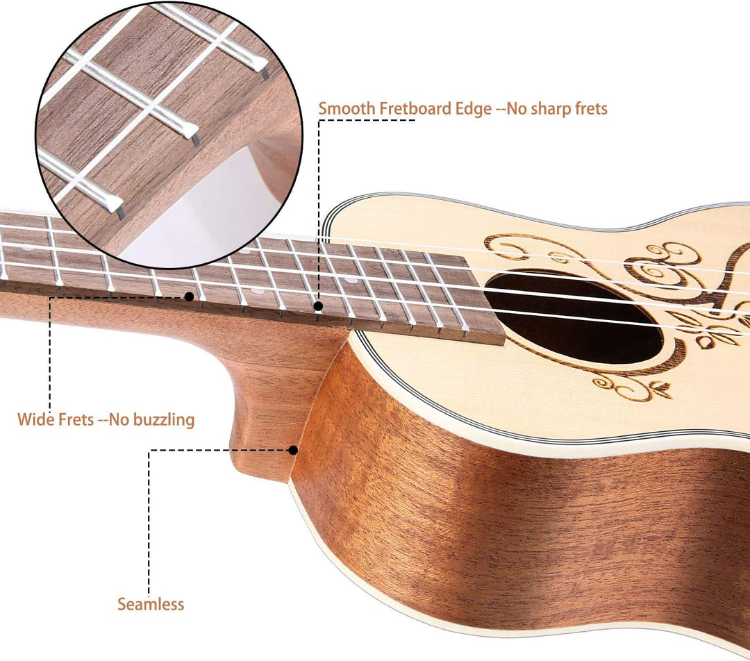 Hricane Ukulele Konzert Ukulele für Kinder Erwachsene Anfänger Starter 23 Zoll Professional Klein uk