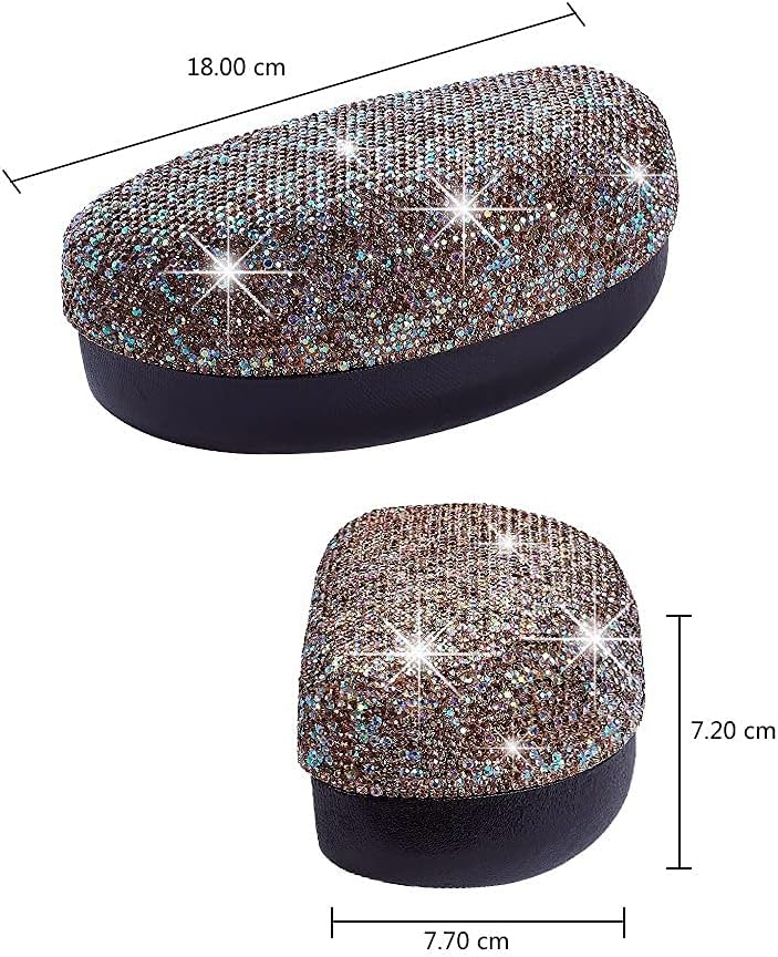 Blueshyhall Sonnenbrillen Etui Hardcase Glizter, Bling Brillenetui mit Diamant Strass, Sunglasses Ca