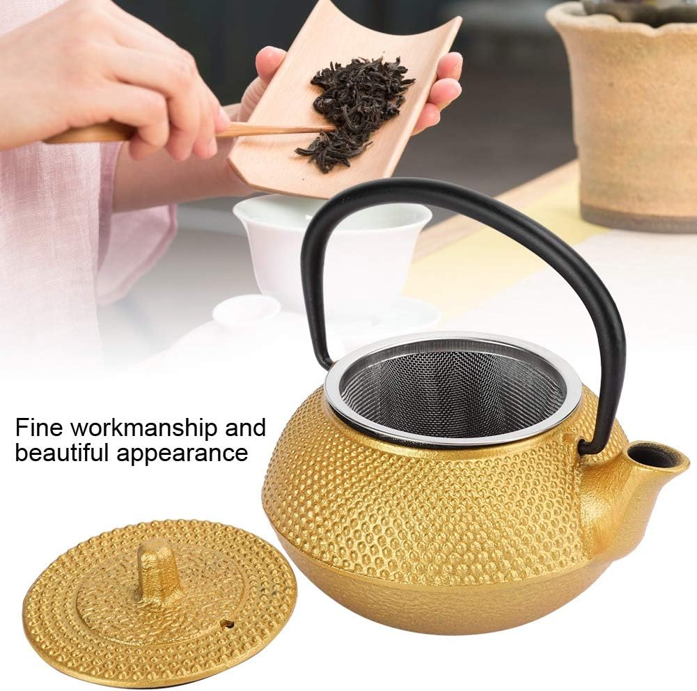 300ml Gold Gusseisen Teekessel mit Edelstahl Teesieb, Asiatischer Stil Teekanne, Loseblatt Tee Kanne