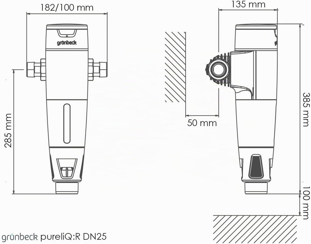 Grünbeck Rückspülfilter pureliQ:R25 (Filtration von Trinkwasser; schützt Wasserleitungen; DN 50, 100