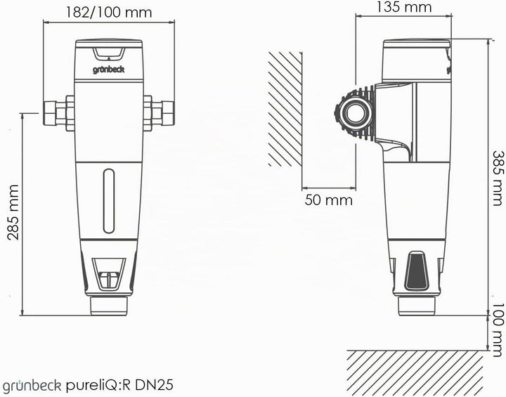 Grünbeck Rückspülfilter pureliQ:R25 (Filtration von Trinkwasser; schützt Wasserleitungen; DN 50, 100