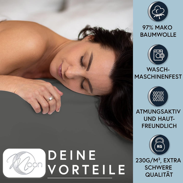 MOON-Luxury Spannbettlaken Spannbetttuch Jersey Stretch 230g/m² für Wasserbetten, Boxspringbetten un
