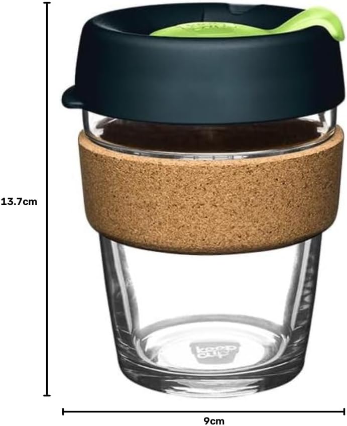 KeepCup Wiederverwendbarer Glasbecher, mittelgross, 340 ml, tief Brew Cork