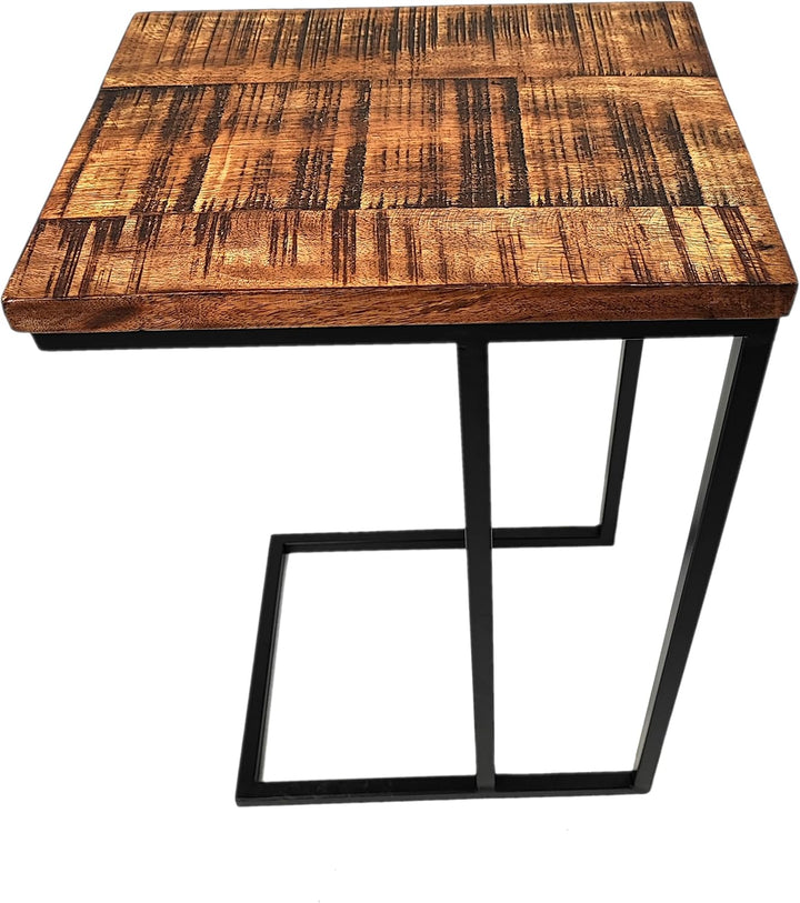 Mango Holz Couch-Tisch braun schwarz 2er Set 54 und 60cm Natur Beistelltisch Deko Nachttisch 2er Set