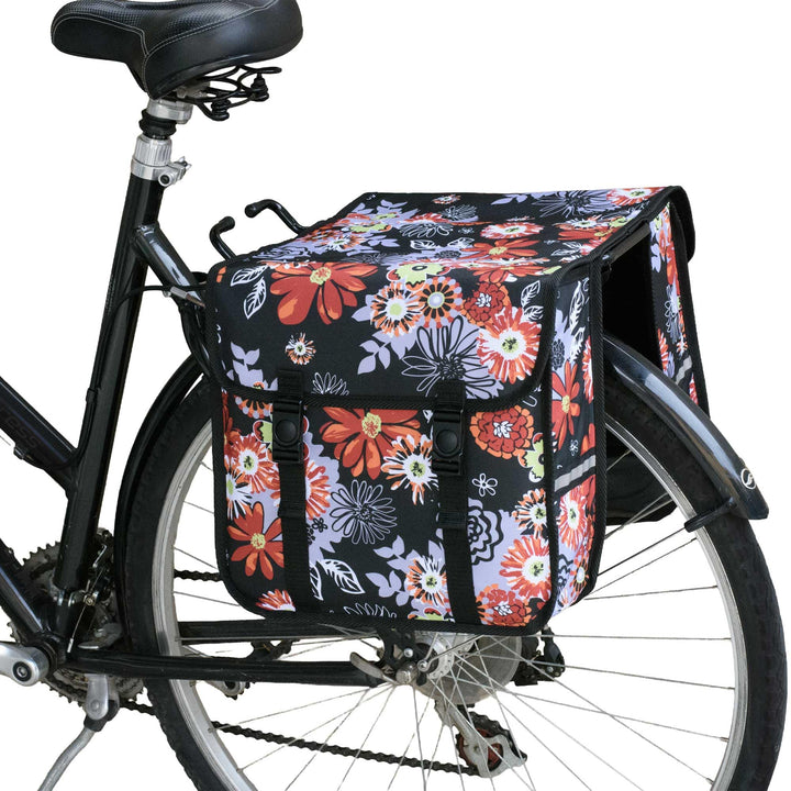BikyBag Classic - Fahrrad Doppelpacktaschen für Fahrradheckträger (Rote Wiese)