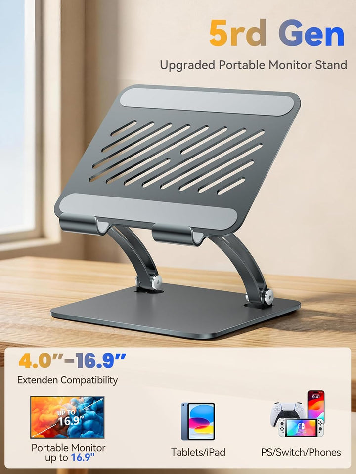 tounee Verstellbarer Tablet Ständer aus Aluminium, Doppelstangen-Design, für Tablets 4–17.3", iPad 1