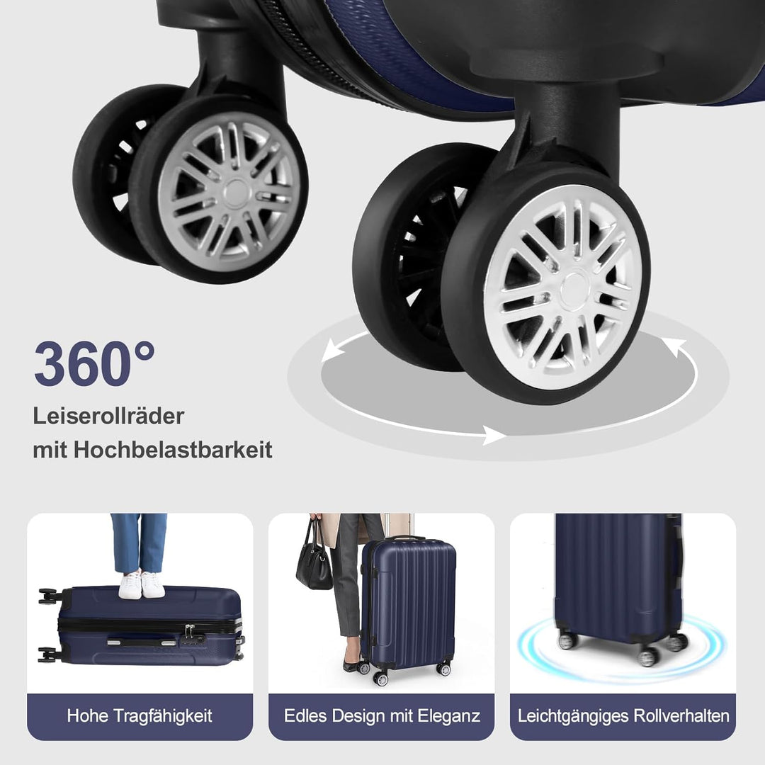 LEADZM Kofferset 5 teilig mit Kosmetikkoffer, Koffer Set Hartschalen-Trolley aus ABS, Reisekoffer Se