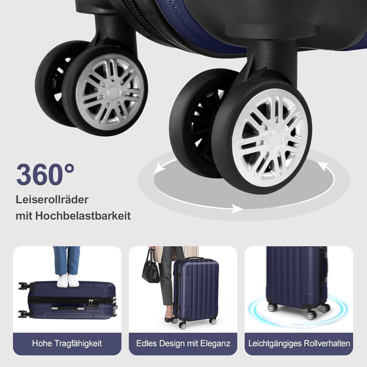 LEADZM Kofferset 5 teilig mit Kosmetikkoffer, Koffer Set Hartschalen-Trolley aus ABS, Reisekoffer Se