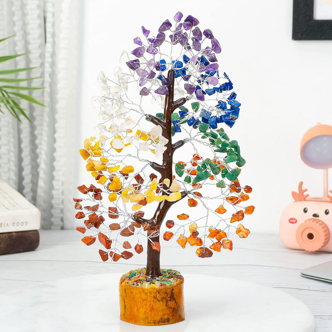 7 Chakra Tree of Life - Crystal Tree for Positive Energy, Feng Shui Decor - Handmade Gemstone Tree,