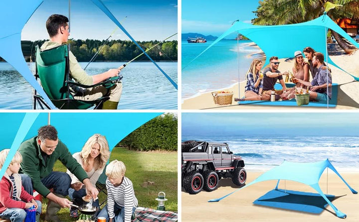 Cuupo Strandzelt, Pop-Up, 2x2.1 m, LSF 50, Lycra, Sonnenschutz, für den Aussenbereich, Anti-Wind, So
