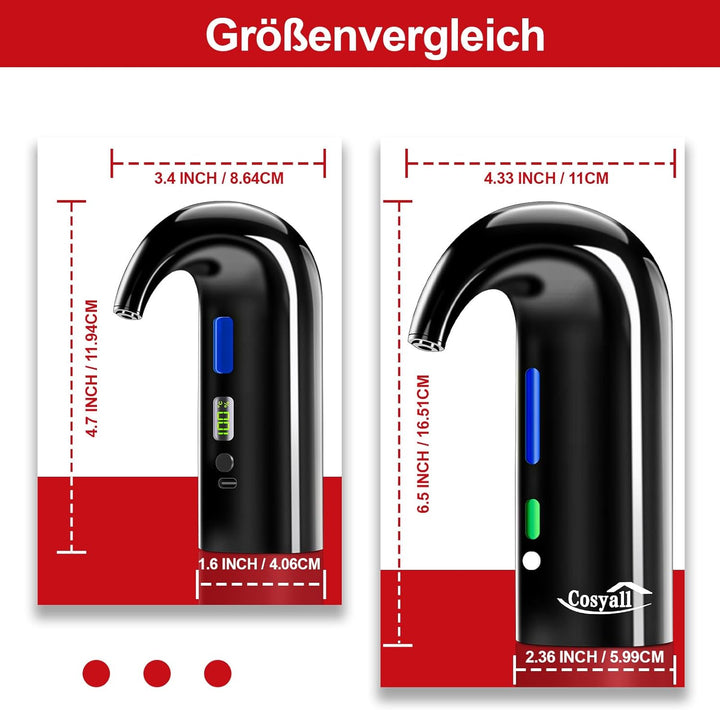 Cosyall Elektrischer Wein Dekanter, Automatischer und Tragbarer Weinbelüfter, Dosierbarer Weinspende
