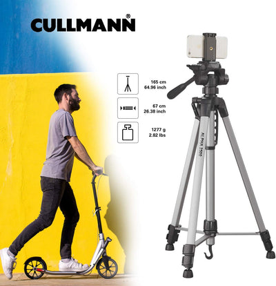 CULLMANN - 52126 - Alpha 2500 mobile Stativ mit Smartphonehalter und 3-Wege-Kopf (Auszugshöhe 165 cm