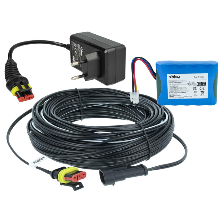 vhbw 1x Netzteil, 1x 3000 mAh Akku, 1x 20 m Niederspannungskabel kompatibel mit Husqvarna Automower