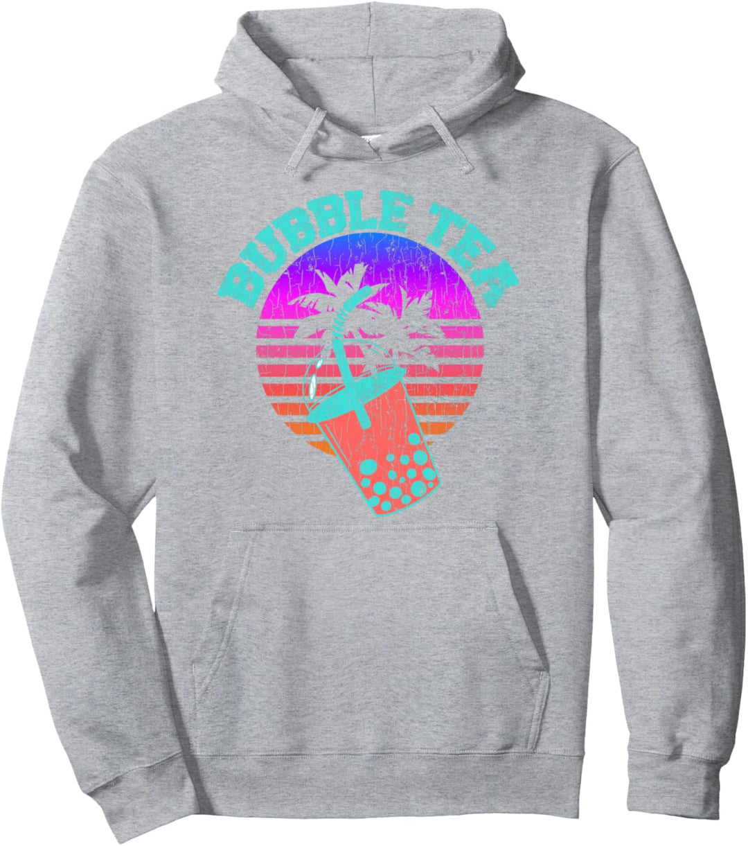 Boba Tea Vaporwave Vintage Funny Bubble Milk Graphic Pullover Hoodie
