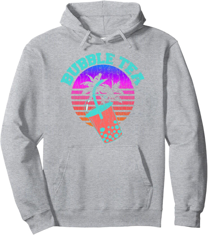 Boba Tea Vaporwave Vintage Funny Bubble Milk Graphic Pullover Hoodie