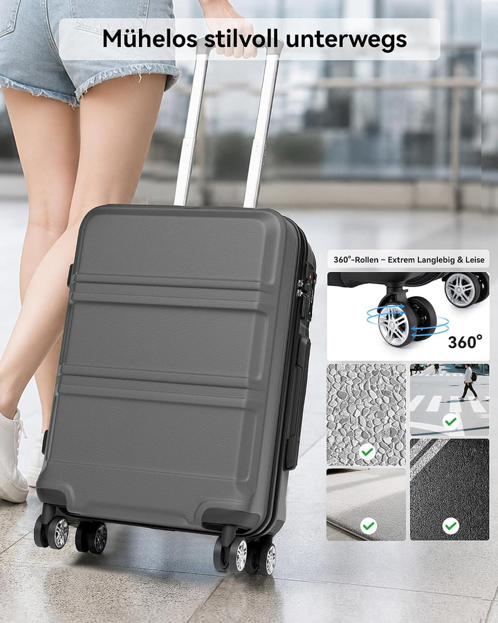 KONO Koffer Trolley Reisekoffer XL (74cm) Grau, XL (74cm) Grau