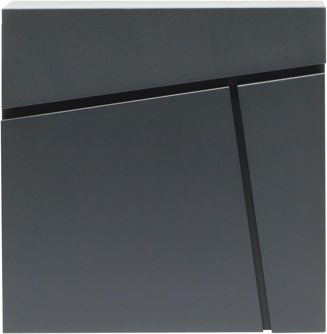 Wiltec Designer Briefkasten V23 anthrazit 370 x 105 x 370 mm, Wandbriefkasten mit Schloss und Zeitun