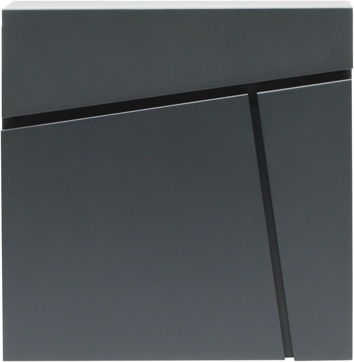 Wiltec Designer Briefkasten V23 anthrazit 370 x 105 x 370 mm, Wandbriefkasten mit Schloss und Zeitun