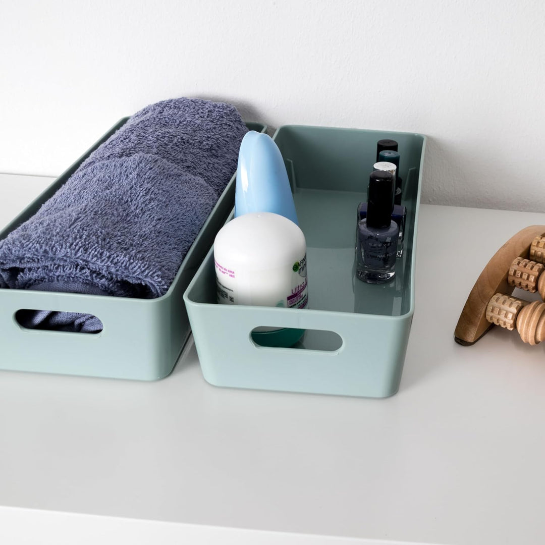 6x Ordnungsboxen - 6 cm hoch - WEIss - 30x12,5x6cm - 1,9 Liter - Ordnungskorb - Schubladenorganizer