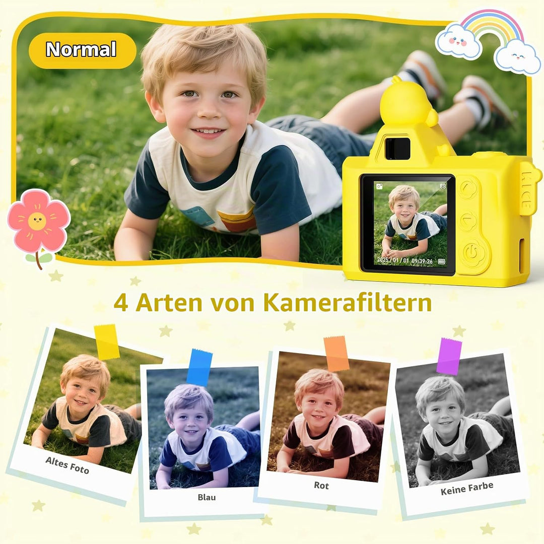 Mini Digitalkamera für Kinder – Maxmango 1,3 Zoll 1080P HD Retro Kamera, 64 GB Süsse Kinder Kamera S