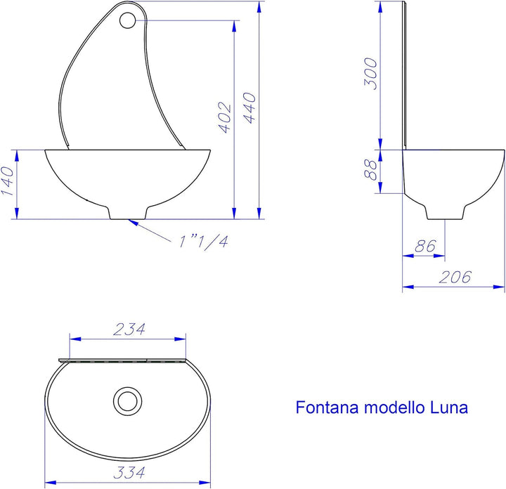 Wandbrunnen Modell Luna Farbe Gusseisen mit Wasserhahn Modell 303L aus poliertem Messing für Haus un