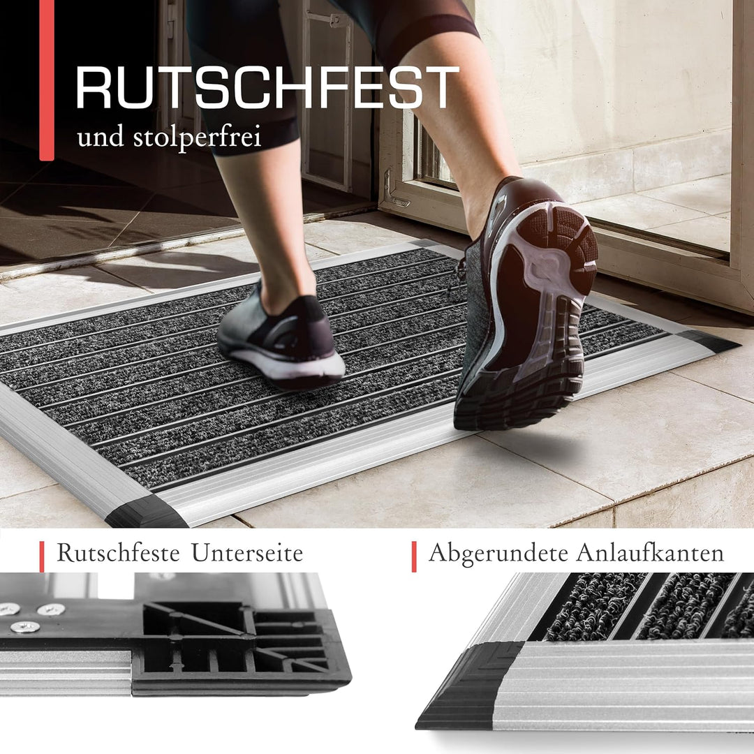 bomoe Fussabtreter Aussenbereich Alu Fussmatte 40x60 cm rutschfest Rostfrei AluGant Haustür Fussabtr