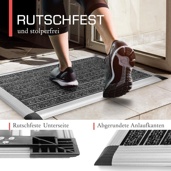 bomoe Fussabtreter Aussenbereich Alu Fussmatte 40x60 cm rutschfest Rostfrei AluGant Haustür Fussabtr