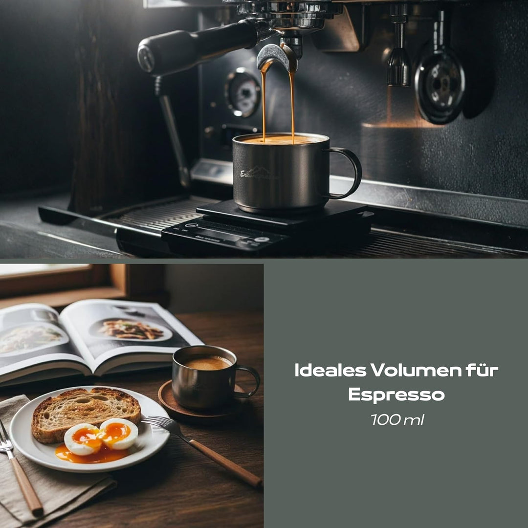 Doppelwandige Espressotassen 2er Set,Camping Kaffeetassen Isolierung aus hochwertigem Edelstahl,Indu