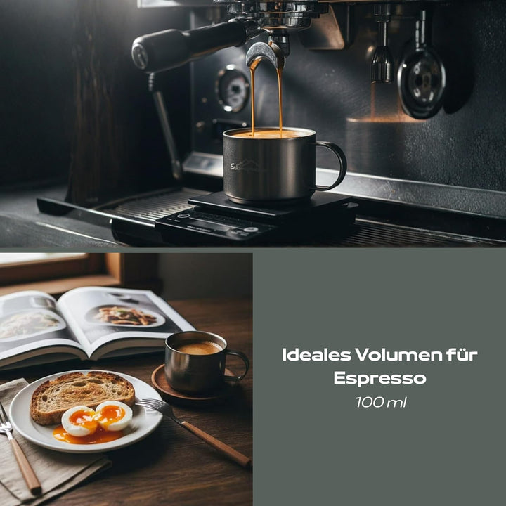 Doppelwandige Espressotassen 2er Set,Camping Kaffeetassen Isolierung aus hochwertigem Edelstahl,Indu