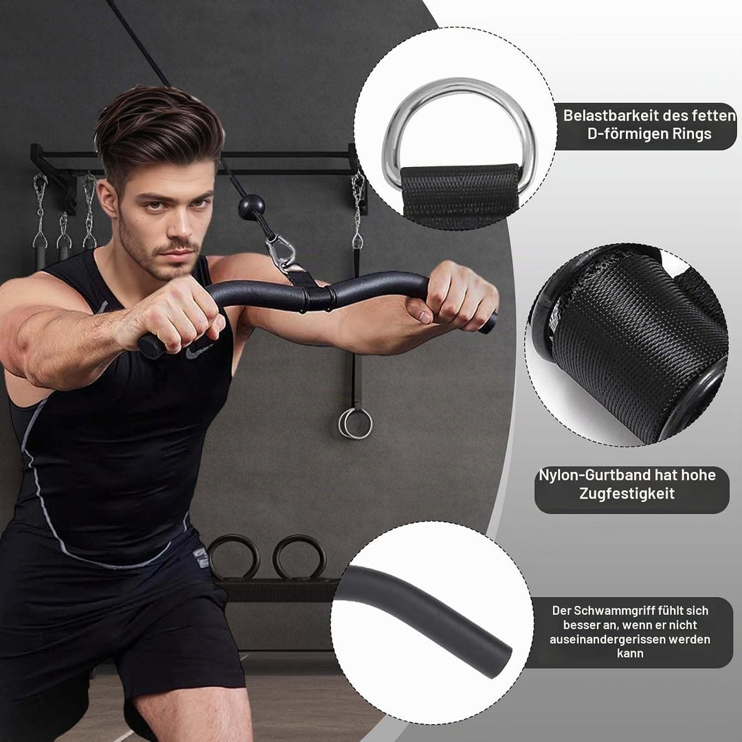 Latzug Griff, Bizeps Stange Trizeps Kabelzug, Latzugstange Kurz 48 cm Schwarz, Gym Zuhause Bodybuild