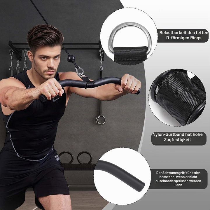 Latzug Griff, Bizeps Stange Trizeps Kabelzug, Latzugstange Kurz 48 cm Schwarz, Gym Zuhause Bodybuild