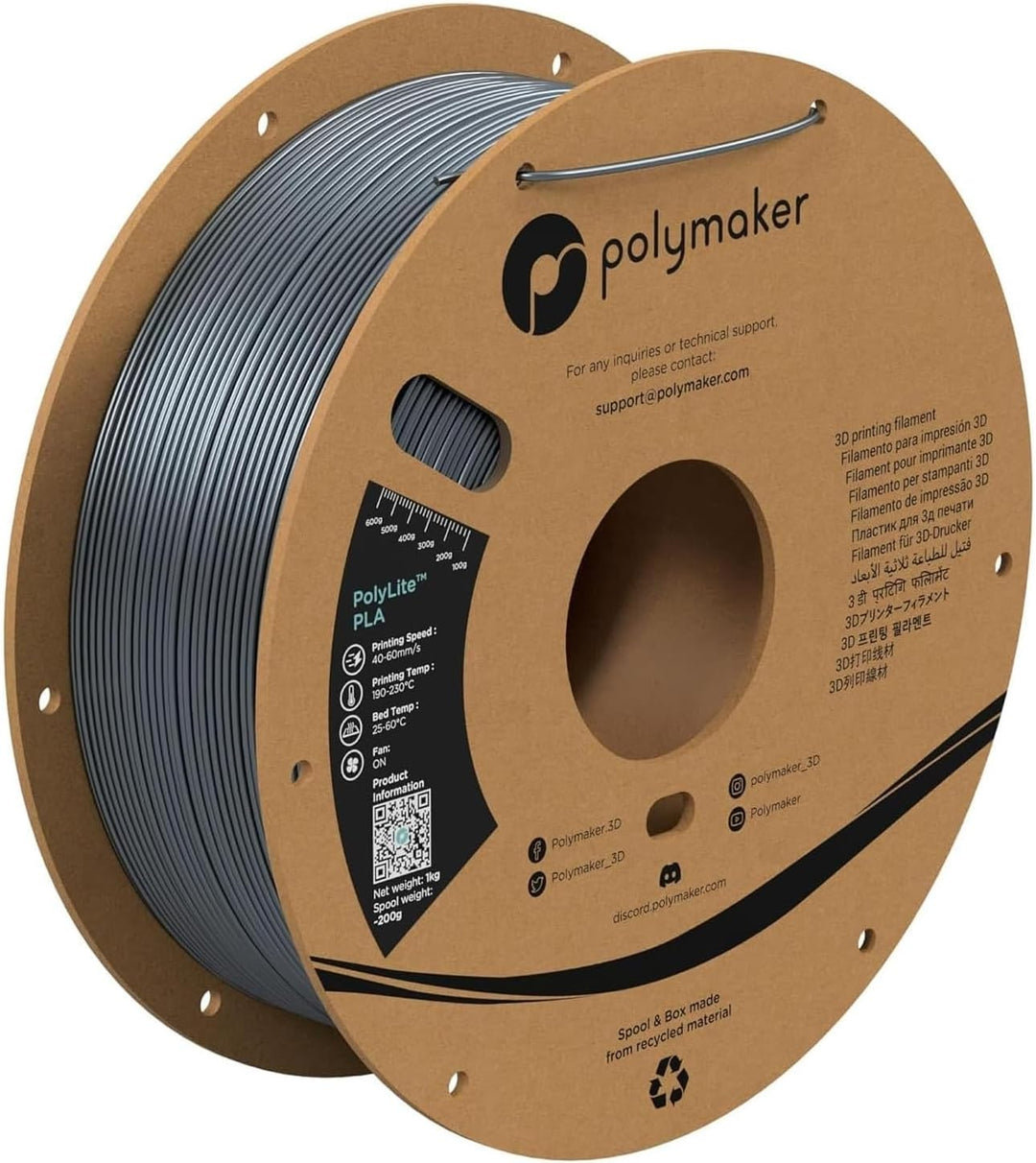 Polymaker PolyLite PLA - 1.75mm - 1kg - Silk Chrome