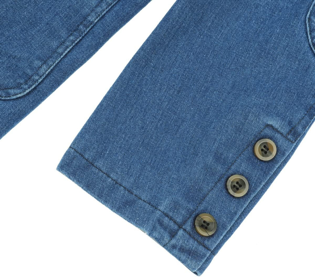 YOUTHUP Herren Jeans Sakko Slim Fit Denim Blazer mit Taschen Sportliche Anzugjacke Casual Freizeit X