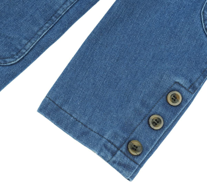 YOUTHUP Herren Jeans Sakko Slim Fit Denim Blazer mit Taschen Sportliche Anzugjacke Casual Freizeit X