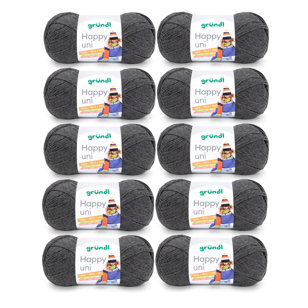 Gründl Happy uni (Strick- und Häkelgarn mit wollartigem Charakter aus 100 % Polyacryl, Anti-Pilling,
