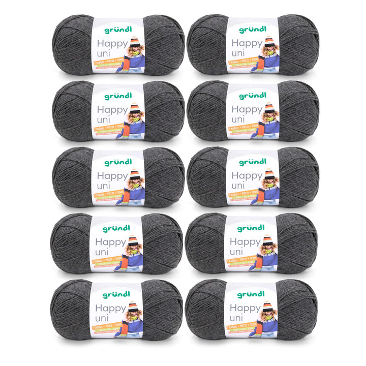 Gründl Happy uni (Strick- und Häkelgarn mit wollartigem Charakter aus 100 % Polyacryl, Anti-Pilling,
