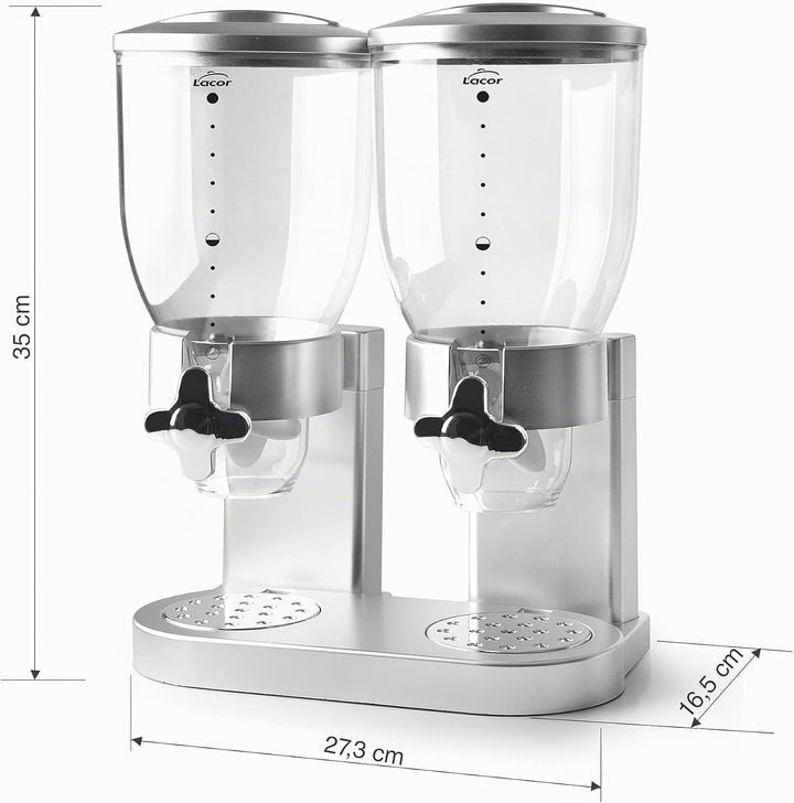 LACOR - 62596 - Spender für Getreide, trockene Früchte, Paste und Süssigkeiten, doppelter Behälter,
