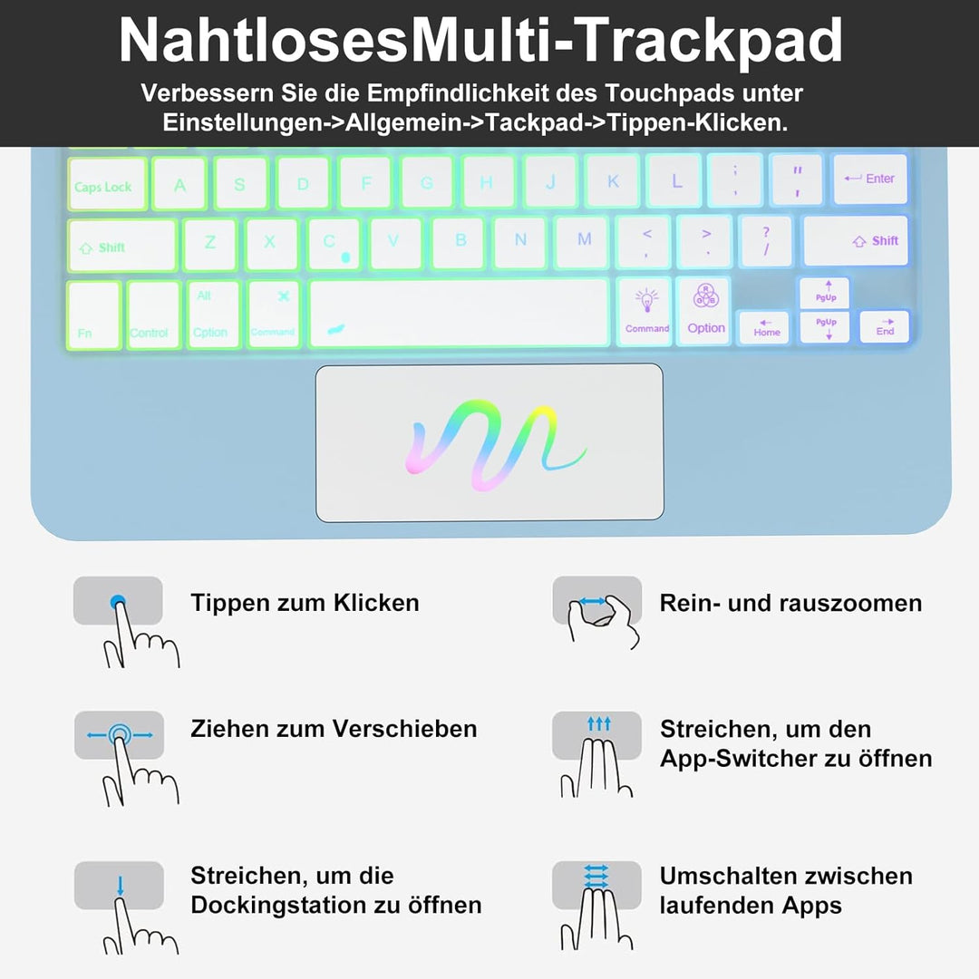 IVEOPPE Magic Keyboard iPad Air 13 M3 2025/ M2 2024, Freischwebendes Stand Design, Beleuchtete Multi