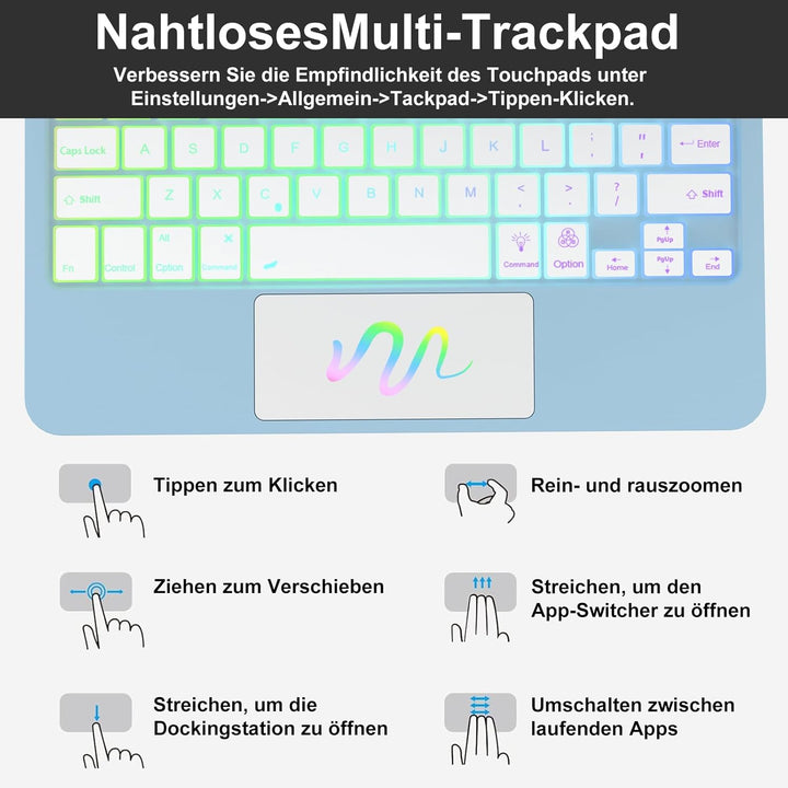 IVEOPPE Magic Keyboard iPad Air 13 M3 2025/ M2 2024, Freischwebendes Stand Design, Beleuchtete Multi