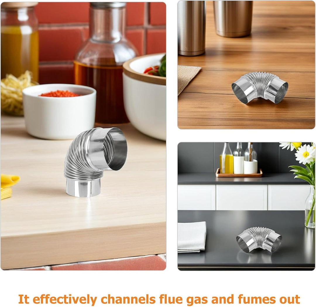 BESPORTBLE Rauchrohr aus Edelstahl 4 Stück Ofenrohrbogen 90° bogen Silber für Heizung und Aussenbere
