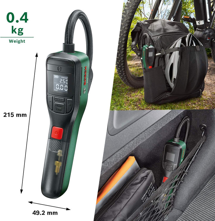 Bosch Home and Garden BOSCH elektrische Fahrradpumpe / Luftpumpe Mini Kompressor EasyPump (3,0 Ah Ak