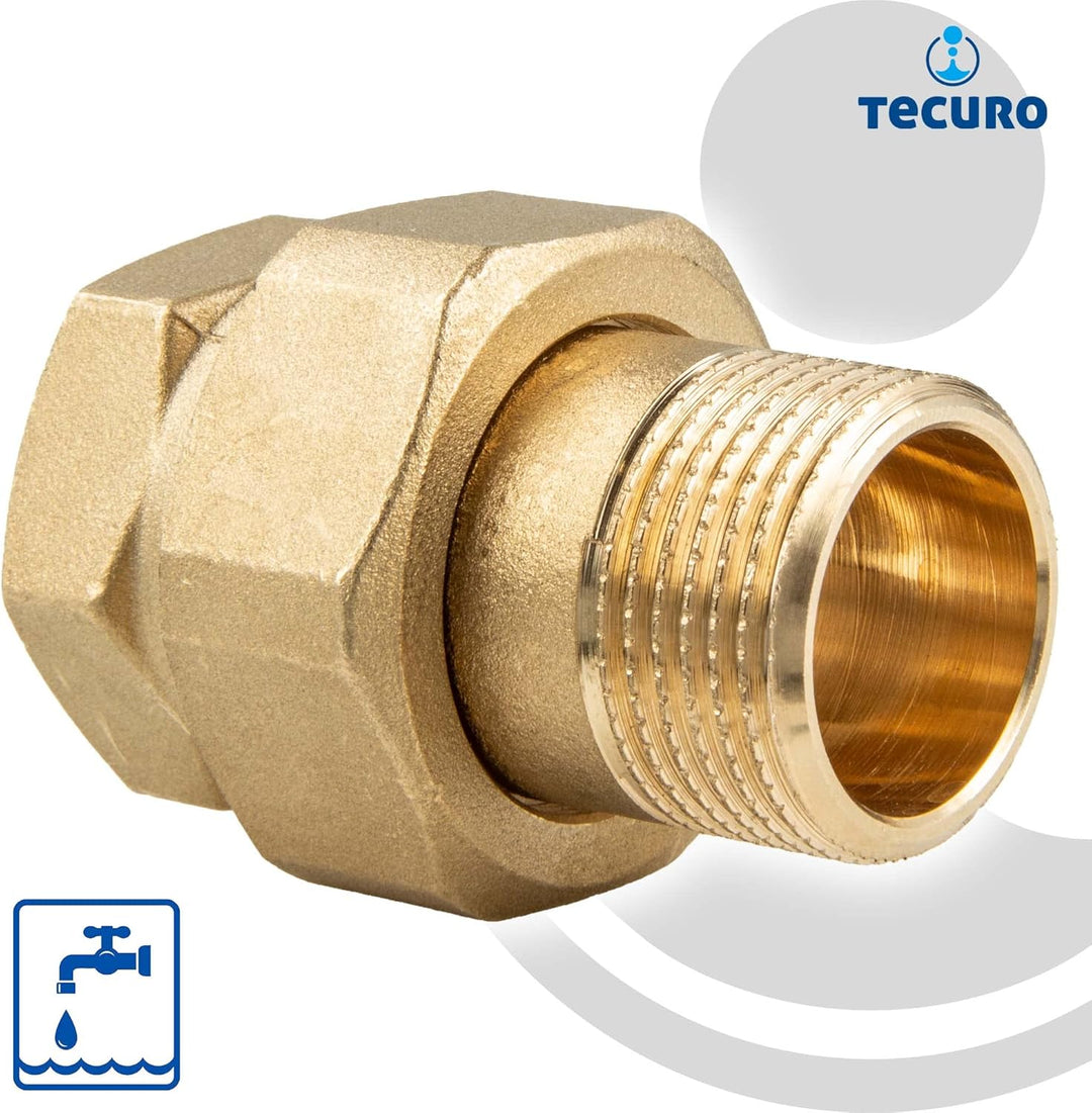 tecuro Verschraubung IG x AG 1 1/4 (5/4) Zoll, konisch dichtend - MS-blank CW617N 1 1/4 Zoll, 1 1/4