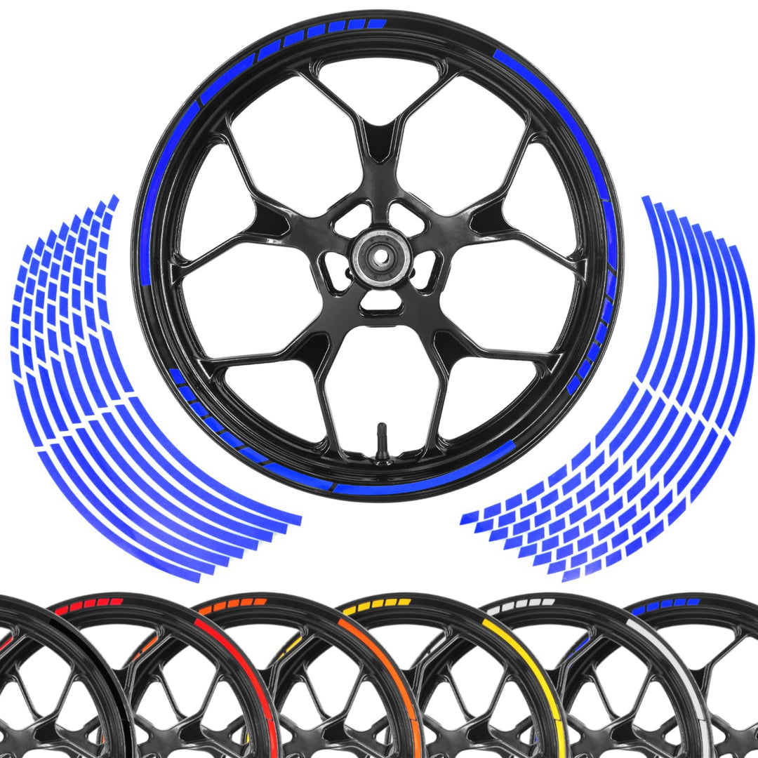 Area1 Motorrad Motorroller Felgenrandaufkleber 15-25 Zoll, blau, Set für 2 Felgen Vorder- und Rückse
