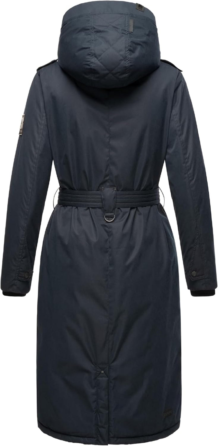 Navahoo Damen Wintermantel Warmer Parka lang mit hohem Kragen und weicher Kapuze Hokulanii XS-XXL M