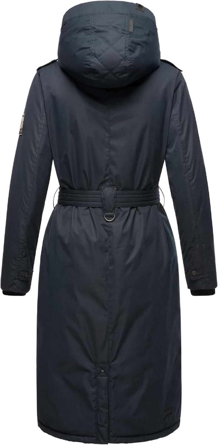 Navahoo Damen Wintermantel Warmer Parka lang mit hohem Kragen und weicher Kapuze Hokulanii XS-XXL XS