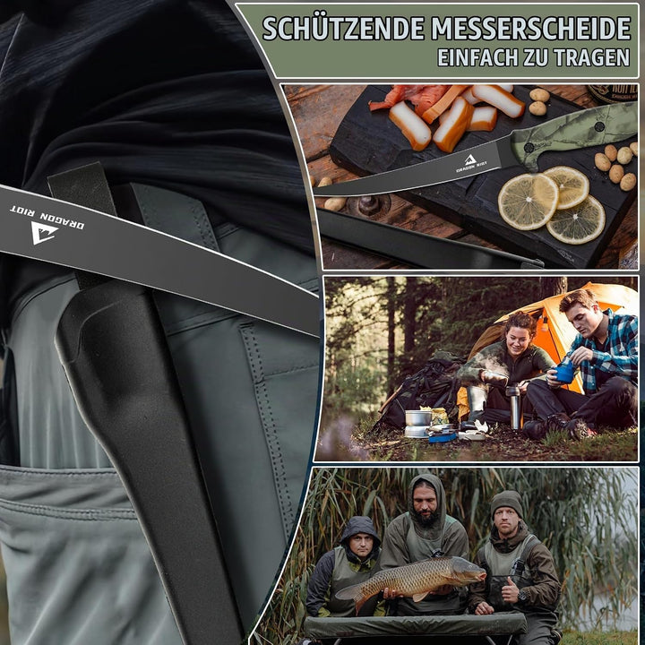DRAGON RIOT Filetiermesser Fisch 21.5CM, Edelstahl Fischmesser mit Anti-Rutsch-Griff, Scharfes Outdo