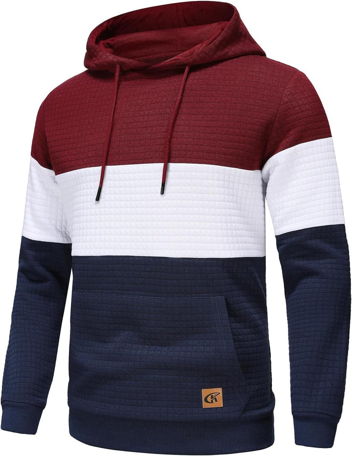YuKaiChen Herren Pullover Herren Patchwork Hoodie Langarm Jacquard Kaputzenpullover Farbblock Sweats