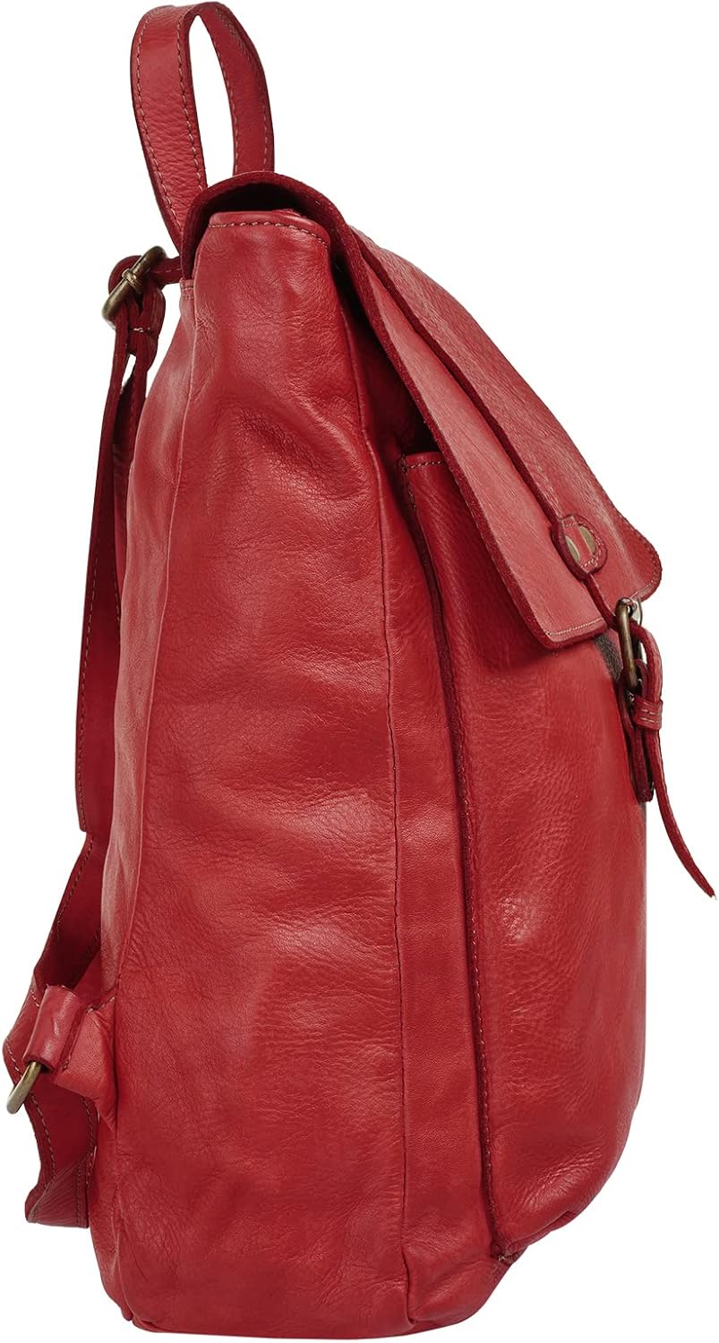 Samantha Look Rucksack Echt Leder Damen - 021380 Rot, Rot